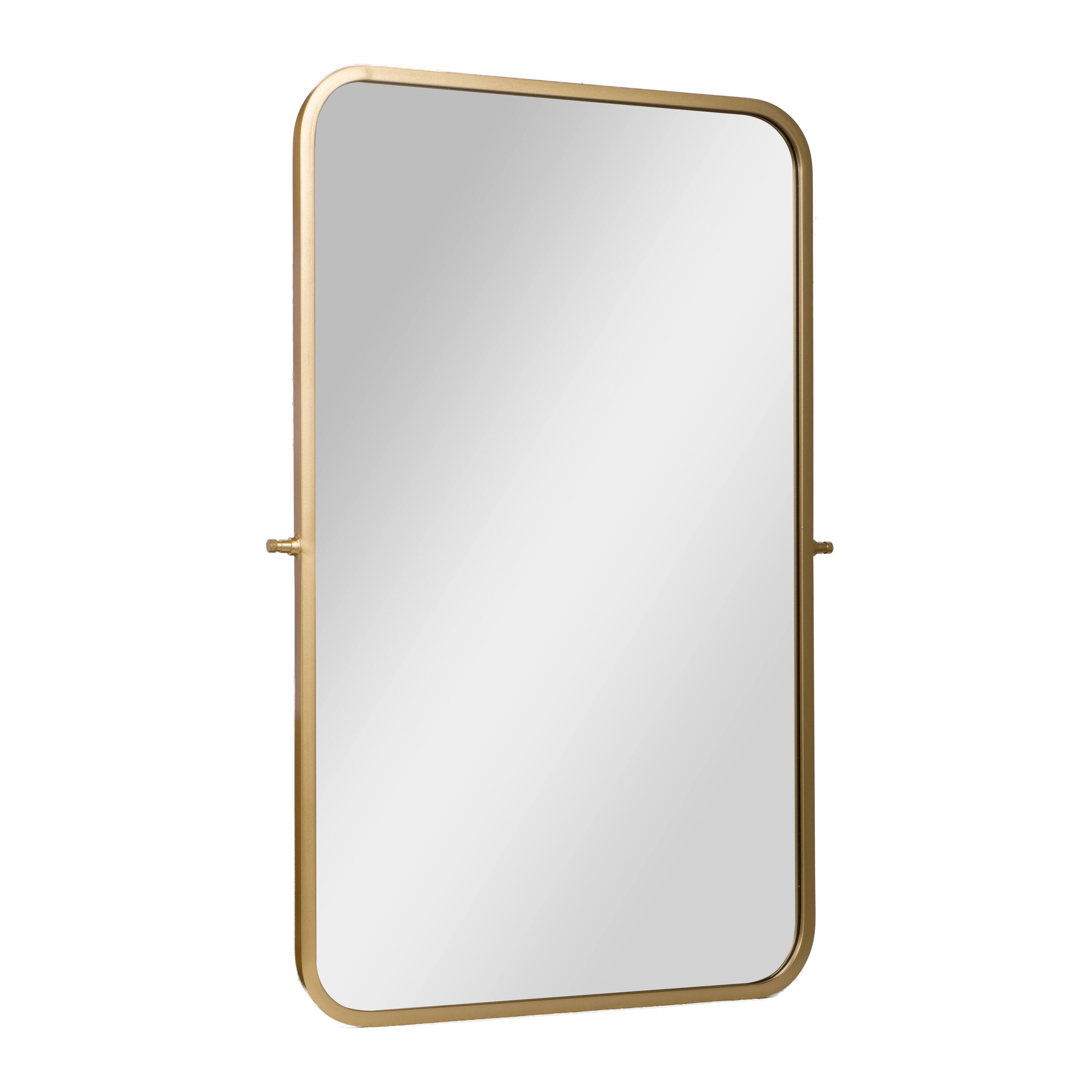Alt View 1. Emma + Oliver - Mason Pivot Wall Mirror with Slim Frame and Silver Backed Glass for Clarity for Bathrooms - Gold.