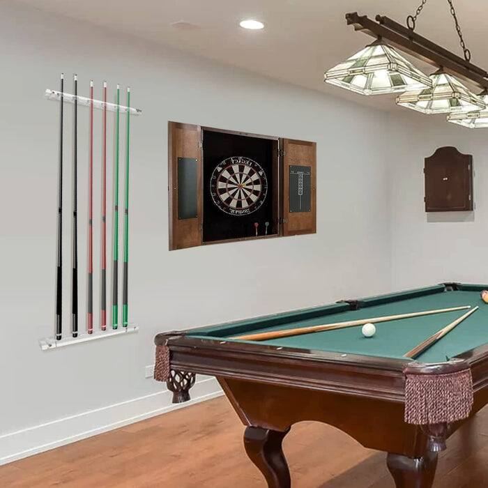 Alt View 2. GSE Games & Sports Expert - 2-Piece Acrylic 6 Billiard Pool Cue Rack Wall Mounted Holders, Pool Cue Sticks Wall Rack Set - Clear.