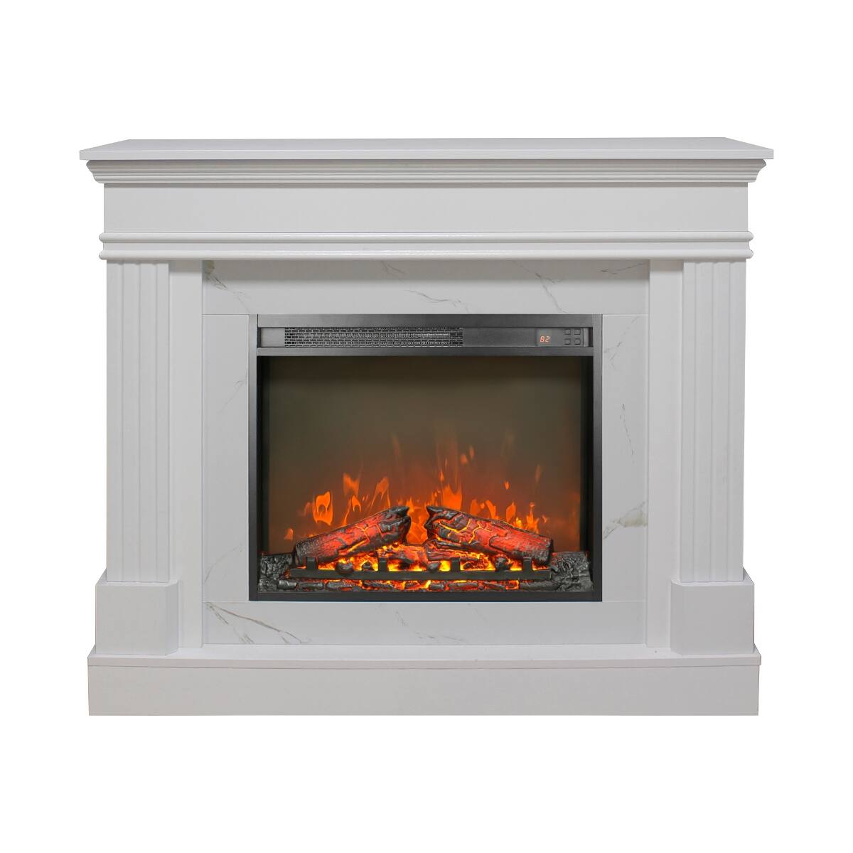 Alt View 7. Loheer - Loheer 44 inch electric fireplace with mantel, 23 inch fireplace insert heater, Jasmine White - White.