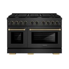 ZLINE - Designer 48 in. 6.7 cu. ft. Freestanding Paramount Dual Fuel Range in Black Satin Steel with Black and Bronze Accents - Black Satin Stainless Steel