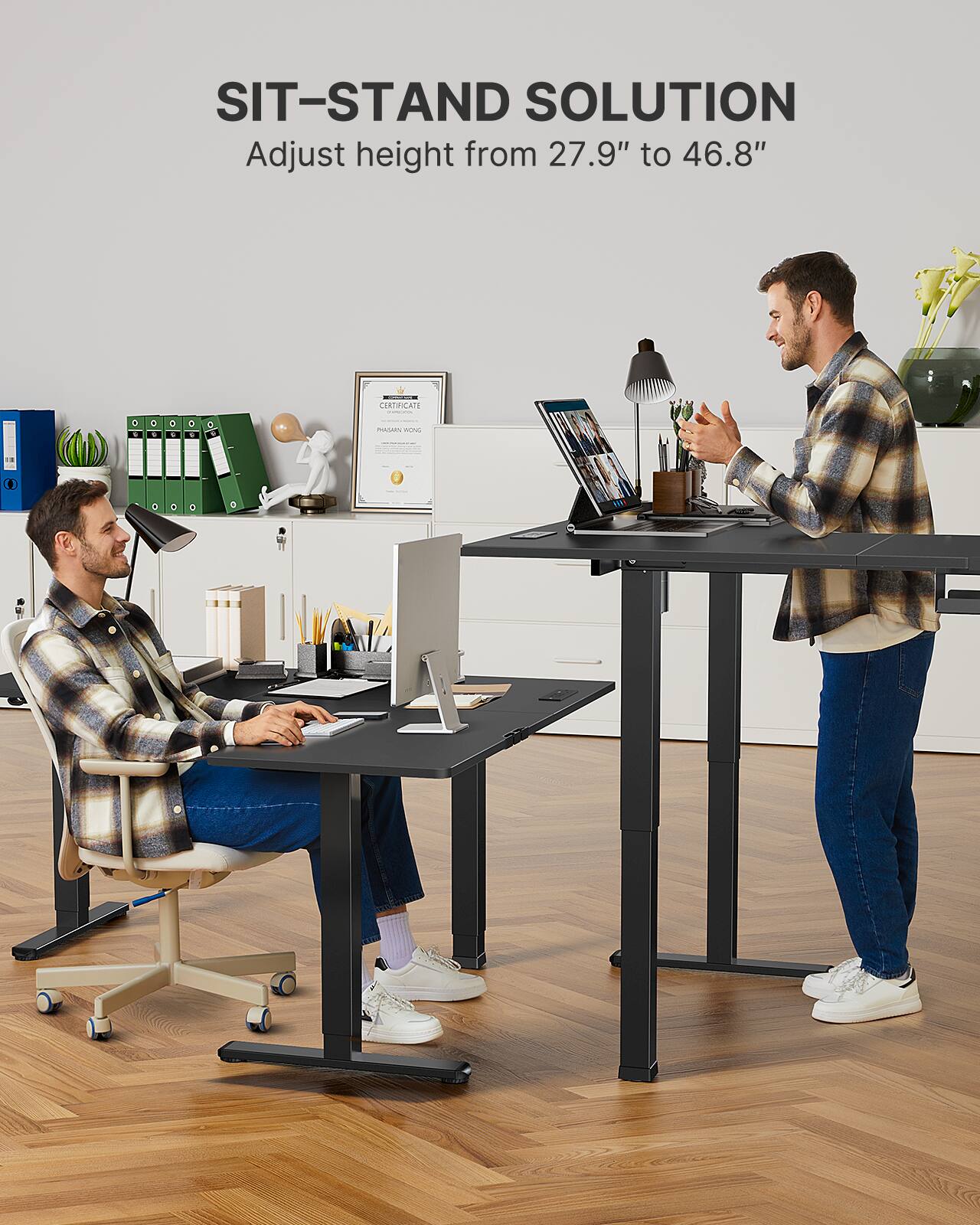 SIT-STAND SOLUTION  
Adjust height from 27.9" to 46.8"  
CERTIFICATE C - O - C aidace