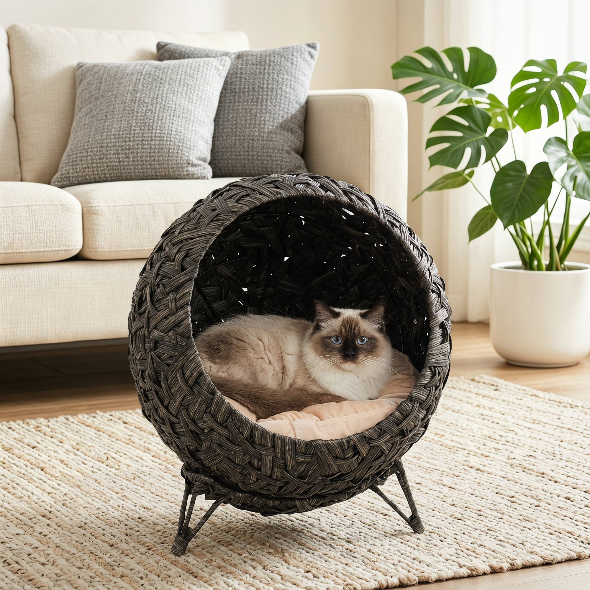 Alt View 8. Pawhut - Cat Bed - Gray.