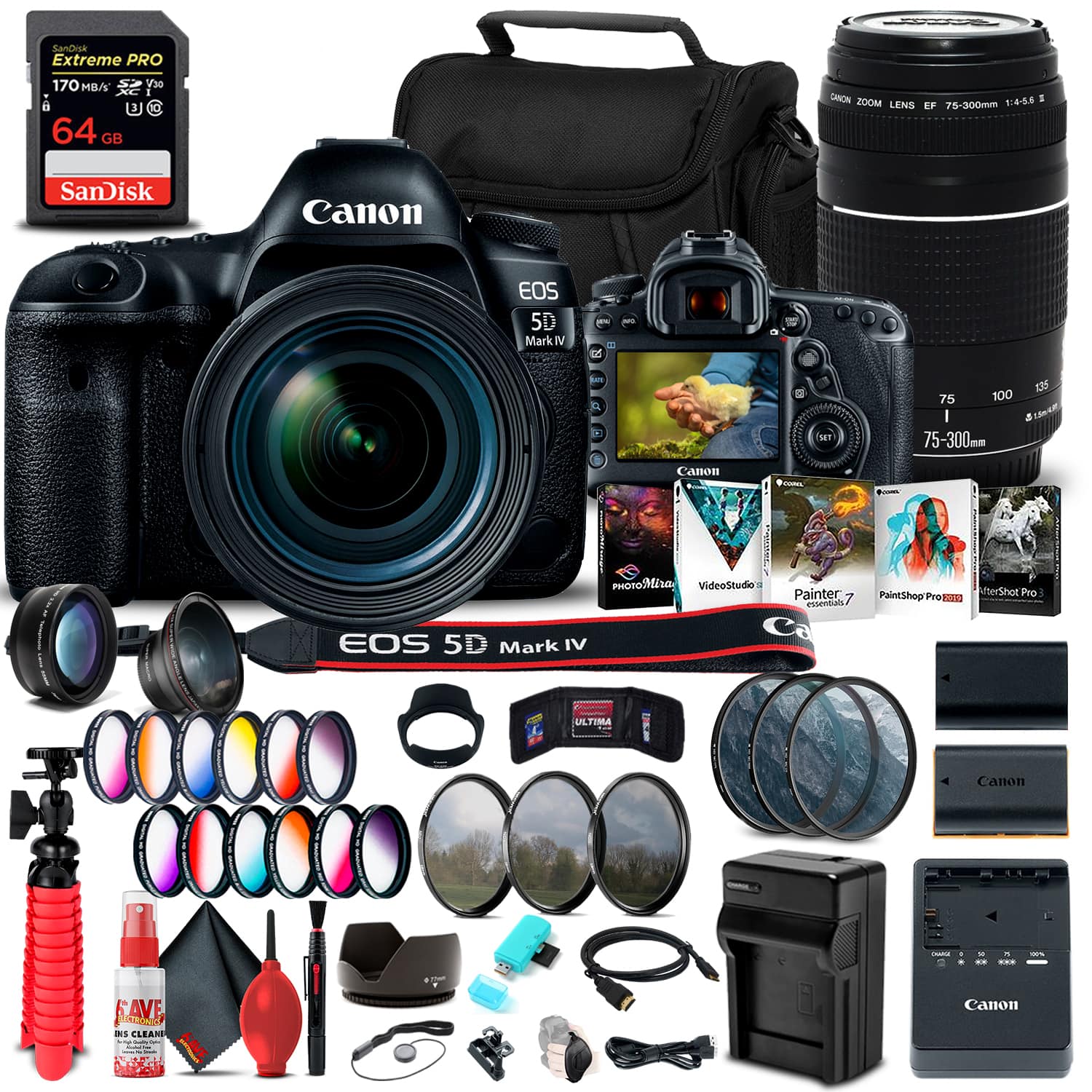 Canon - EOS 5D Mark IV DSLR Camera w 24-70mm f/4L Lens (1483C018) Bundle (International Version)