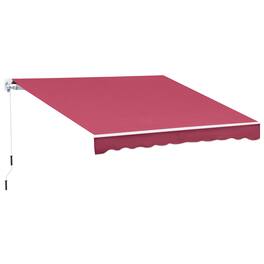 Outsunny - 10' x 8' Retractable Awning, Patio Awnings, Sunshade Shelter w/ Manual Crank Handle, UV & Water-Resistant Fabric - Red