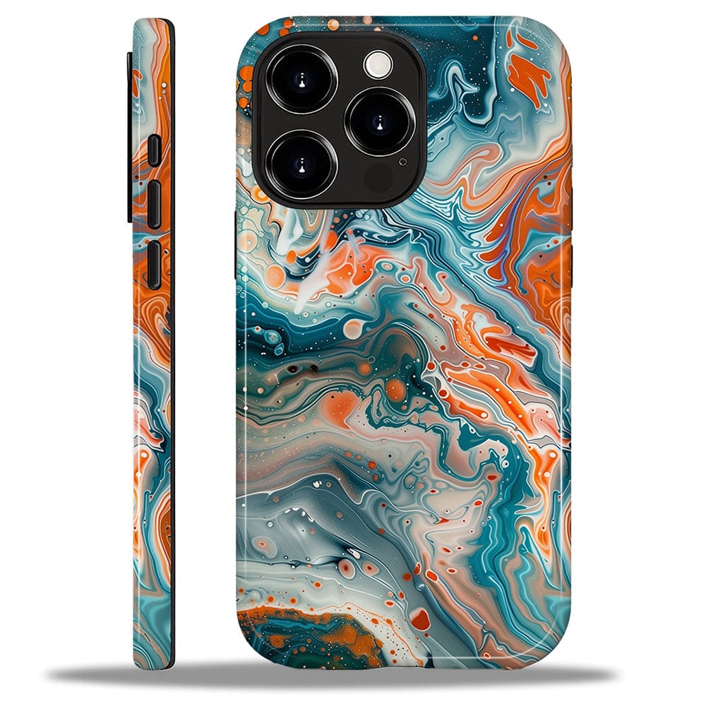 BUBM - Smartphone Case for iPhone - 2-Layer Durable Smartphone Protection Case - Aqua Flux - Aqua Flux for iPhone 16 Pro Max