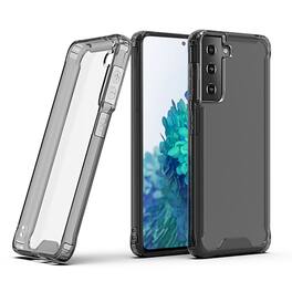 Reiko - High Quality Tpu Bumper And Clarity Pc Case For Samsung Galaxy S21 In - Black