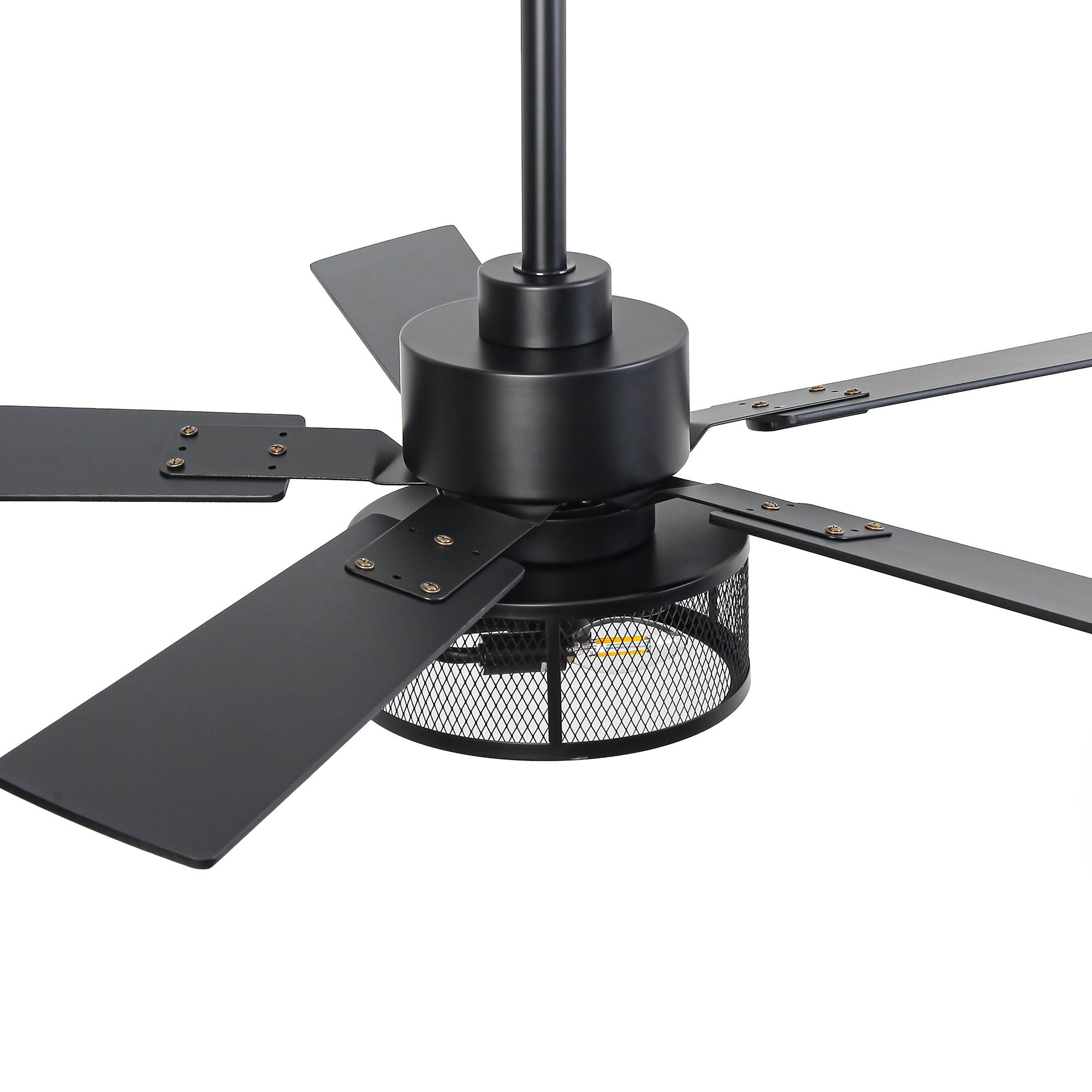 Alt View 8. Vaczon - 42" Industrial Black Metal Caged Ceiling Fan with Light and Remote  & App Control - Black.