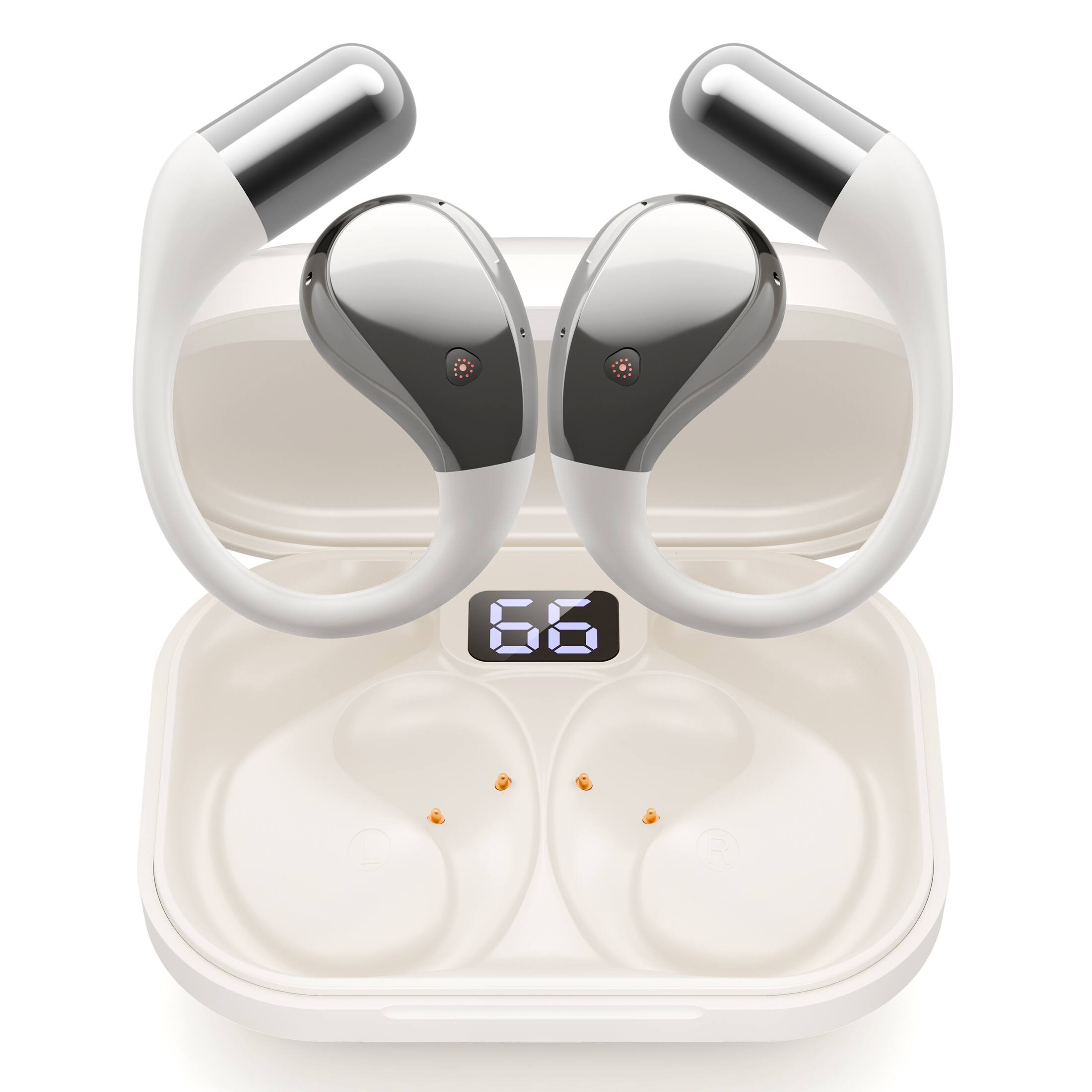 Angle. Sugift - Open-Ear Sport Bluetooth Earbuds with Bluetooth 5.4 - White.