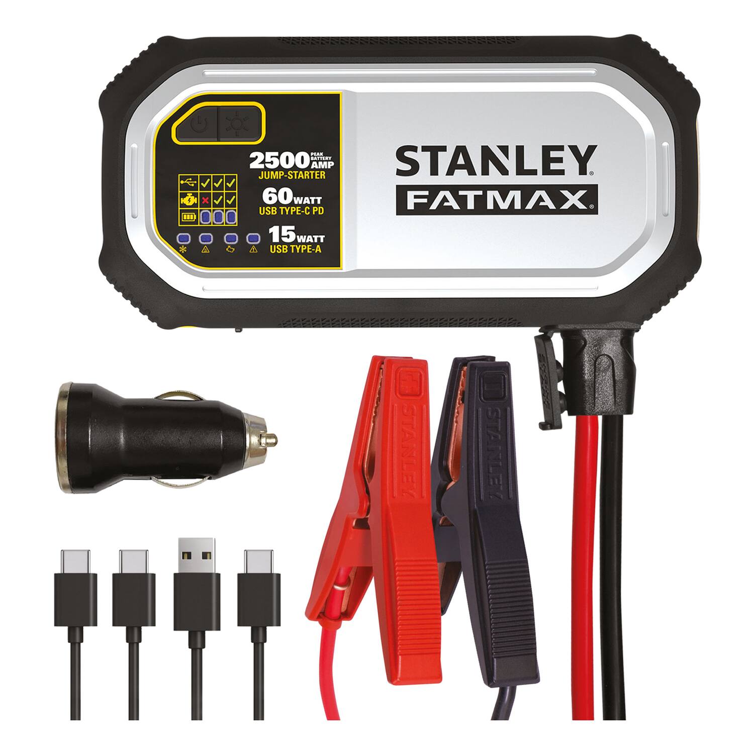 2500 BOTTNEY STANLEY AMP JUMP-STARTER 60 WATT FATMAX USB TYPE-C PD 15 WATT USB TYPE-A STANLEY STAKLEY