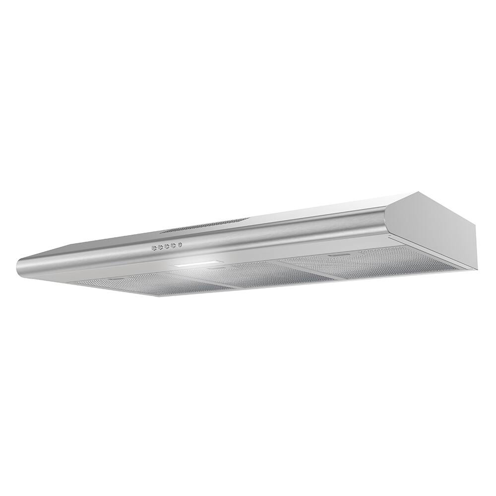 Alt View 2. Streamline - 36 in. Tigli Ductless Undermount 80 CFM Range Hood, Mesh Filters, Push Button Control, LED Light - Brushed Stainless Steel.