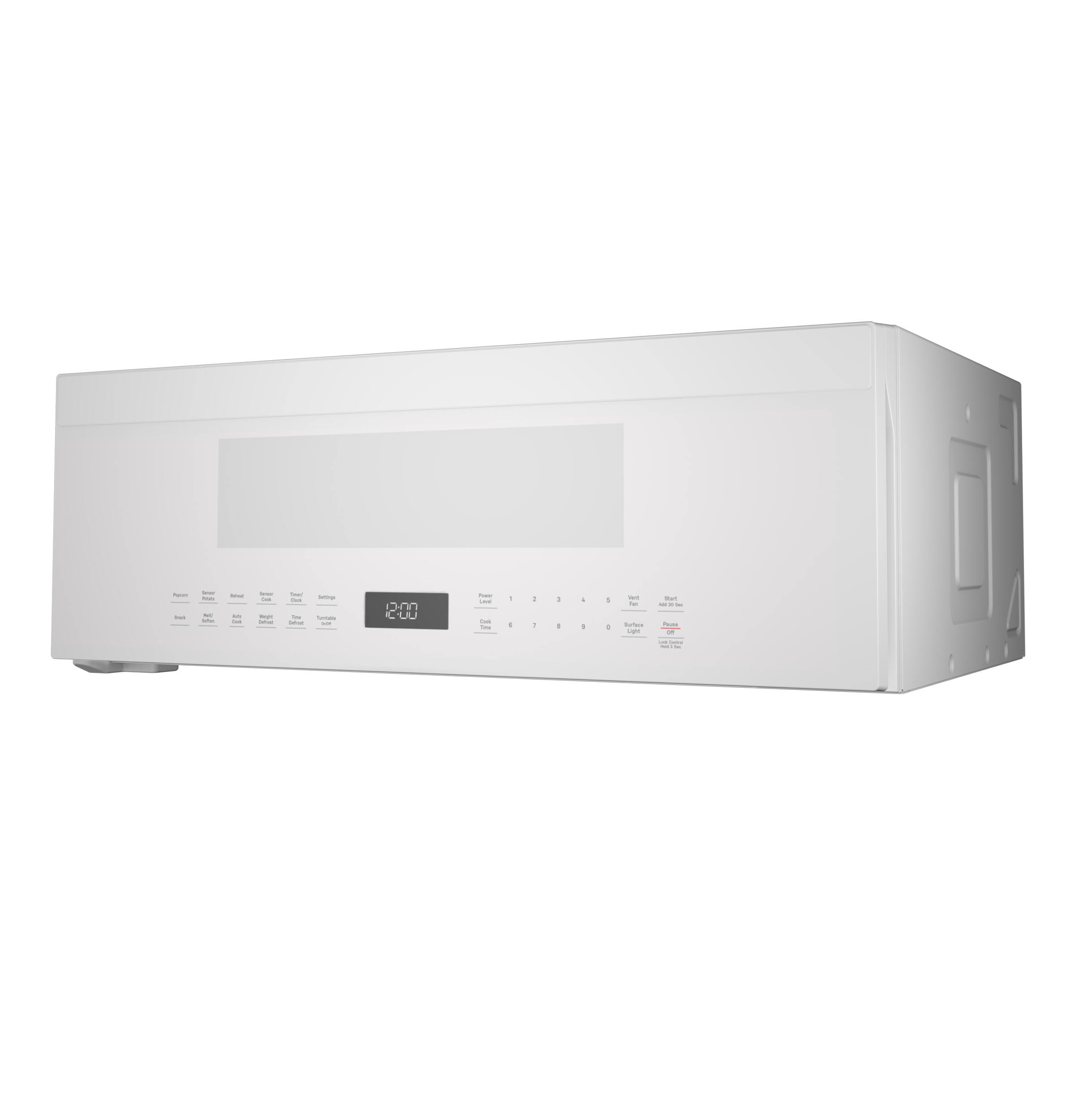 Left. GE Profile - 1.2 Cu. Ft. Over-The-Range Microwave with Sensor Cooking and Low Profile Design - White.