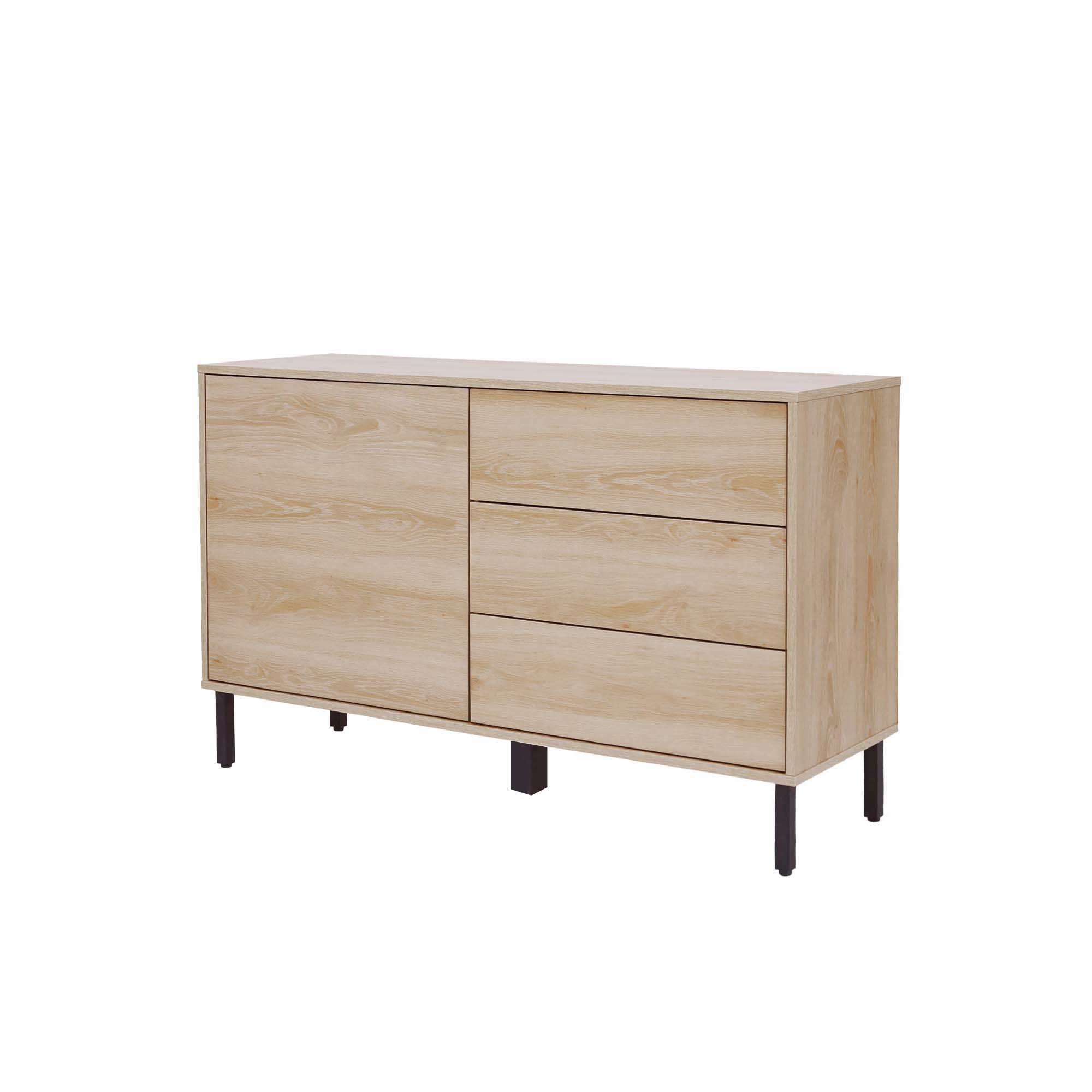 Back. Teamson Home - Cairo Industrial-Chic Mid-Century Modern 1 Door, 2 Shelf, 3 Drawer Storage Sideboard - Brown.