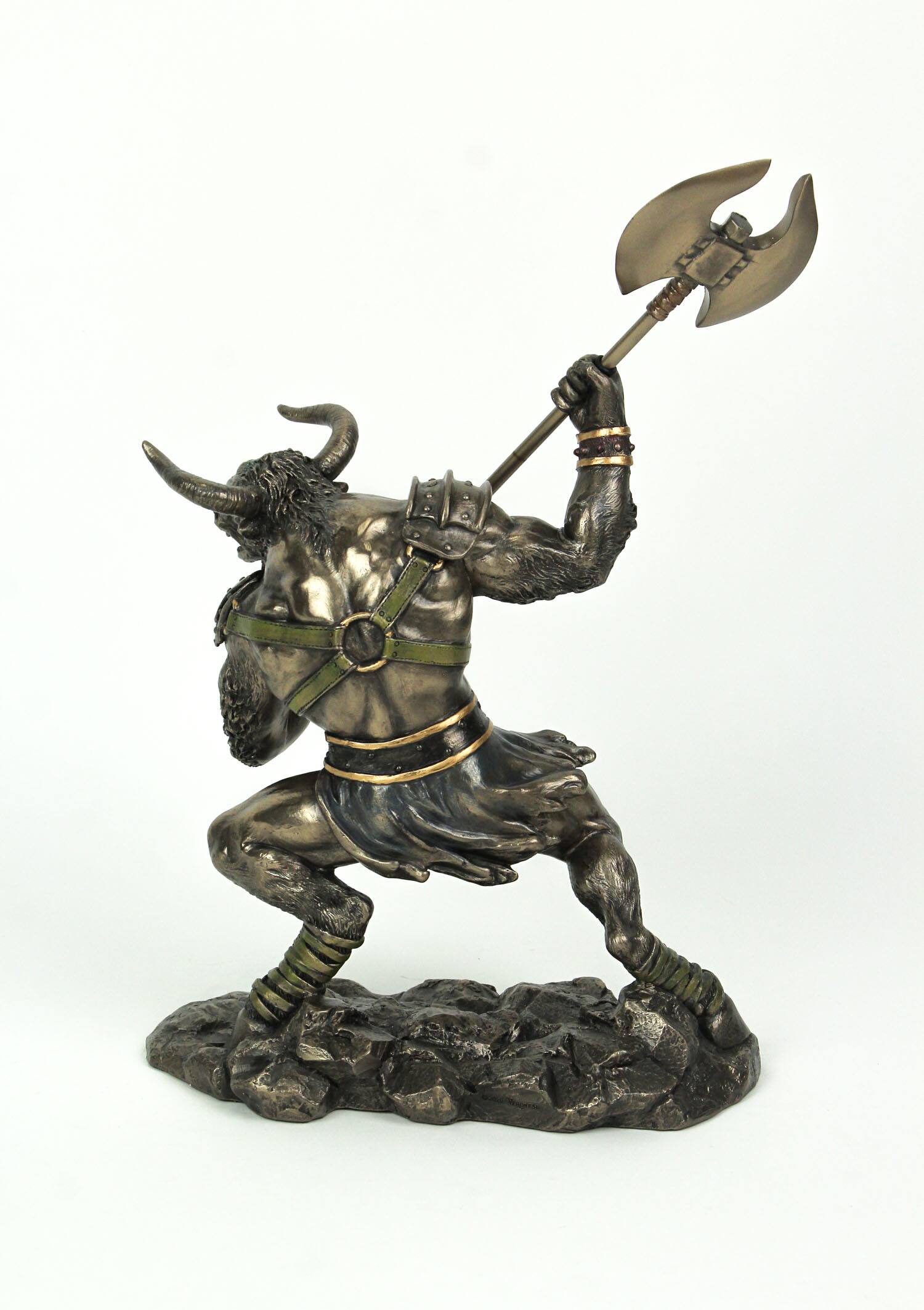 Alt View 3. Veronese Design - Greek Mythology Battle Ready Minotaur Bull / Man Bronzed Finish Statue - Bronze.