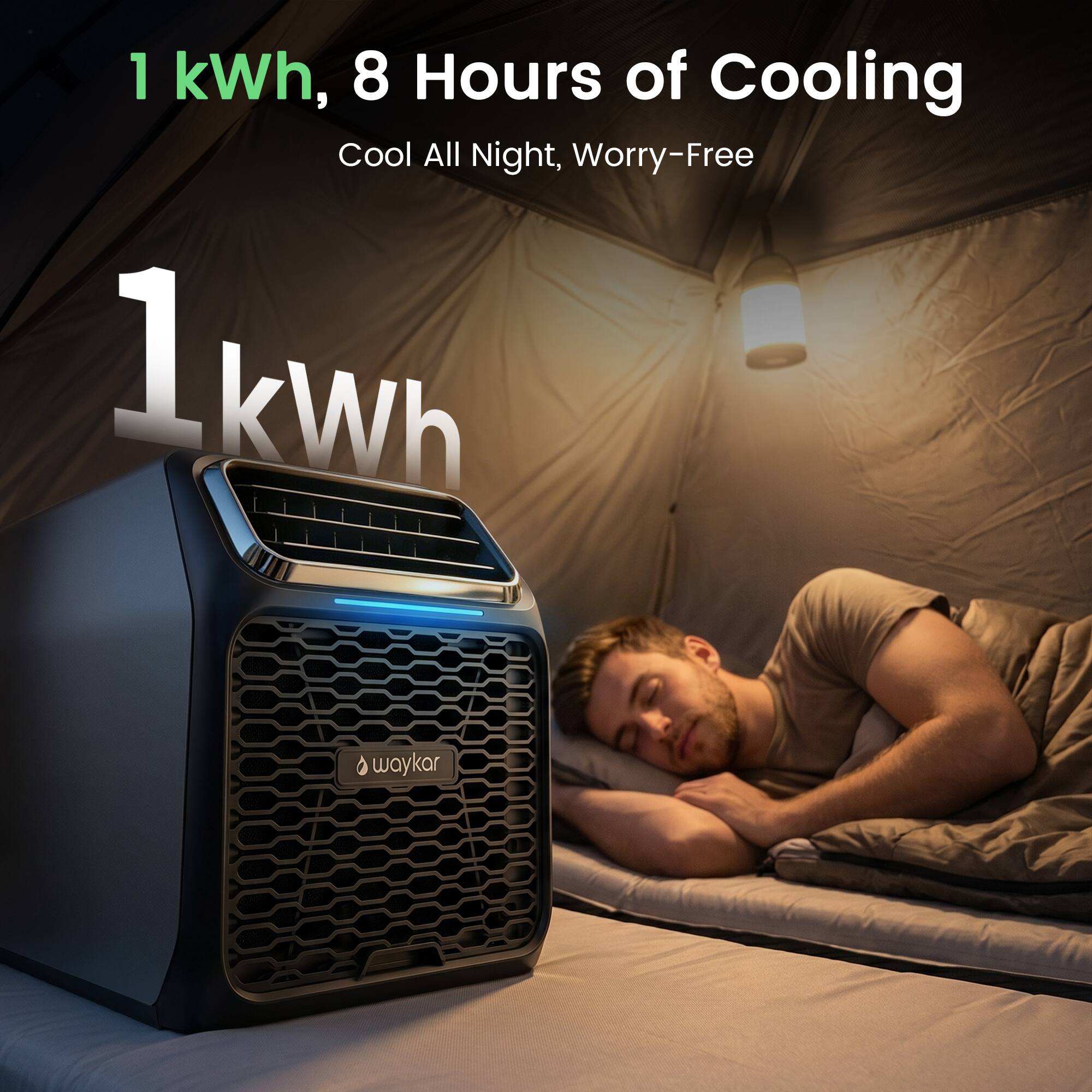 1 kWh, 8 Hours of Cooling  
Cool All Night, Worry-Free  
1 kWh  
waykar