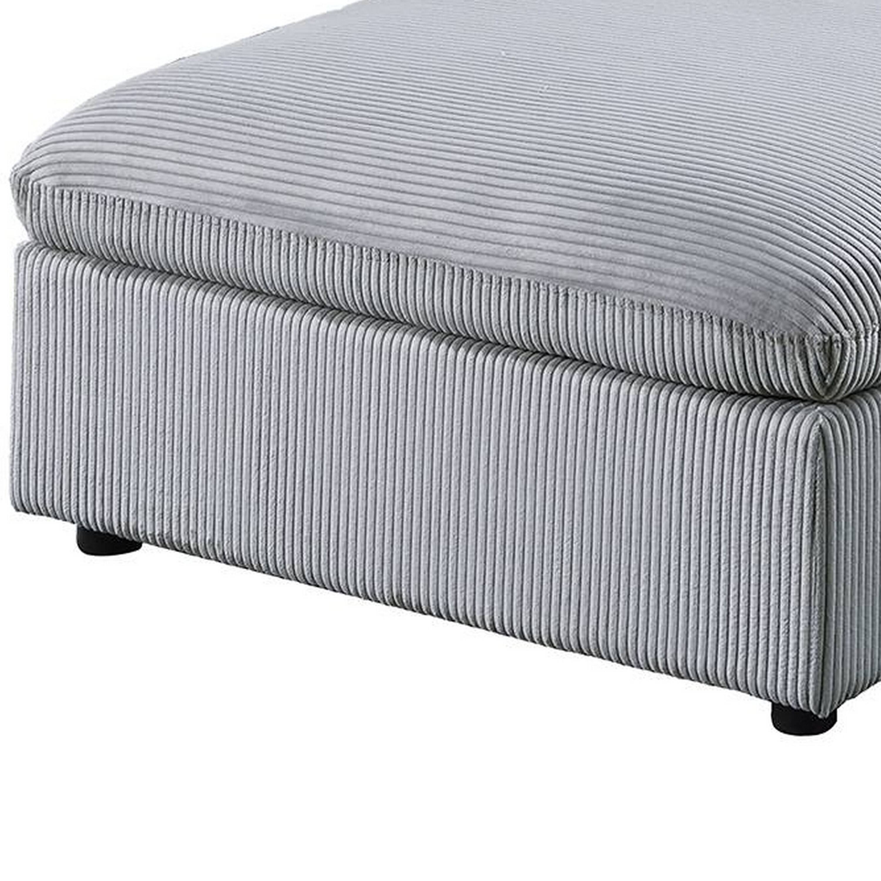 Alt View 3. Manhattan Lane - Joana Cocktail Ottoman, Light Gray Corduroy, Modular Square 39 Inch - Gray, Black.