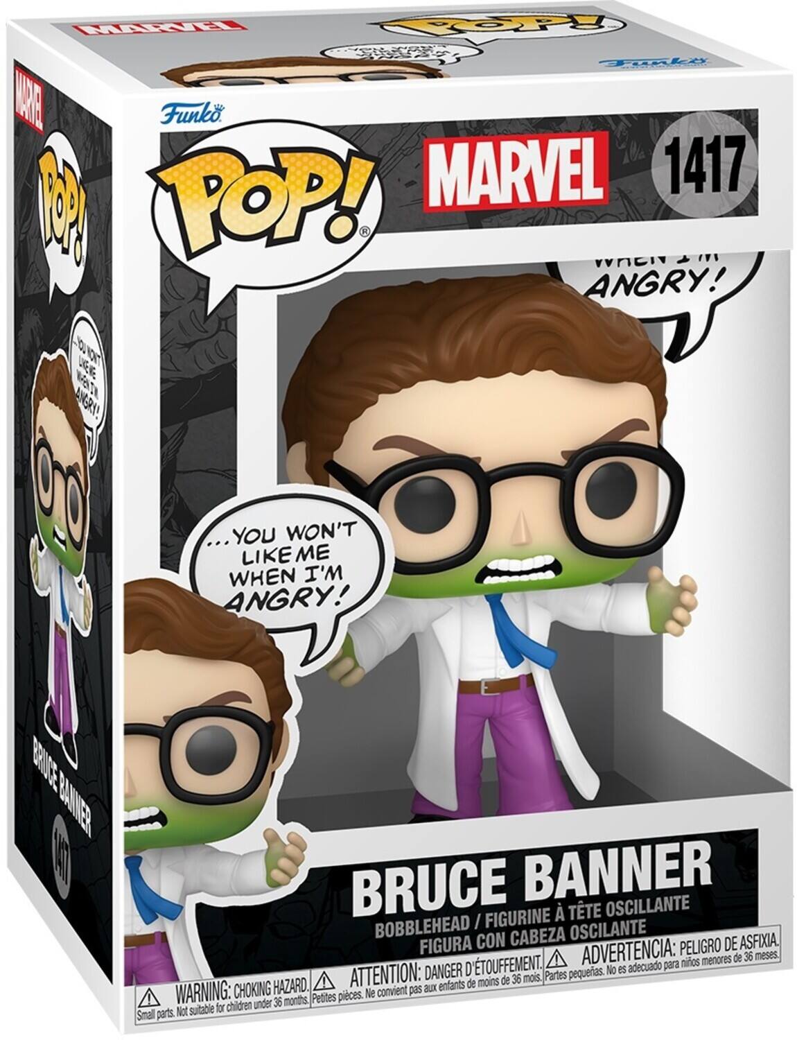 MRAI COPPY PLLA Tili TRE Funko a MARVEL 1417  POP! WACh ,V ANGRY! O UE KOWT  UGRI! og ...YOU LIKEME WON'T ME WHEN I'M ANGRY! BUE BAINNER BRUCE BANNER FIGURINE  TTE OSCILLANTE BOBBLEHEAD / CON CABEZA OSCILANTE ASFIXIA. FIGURA ADVERTENCIA: PELIGRO DE menores de 36 meses. D'TOUFFEMENT. adecuado para nios DANGER pequeas. No es HAZARD. ATTENTION: aux enfants de moins de 36 mois, Partes WARNING: CHOKING Petites pieces. Ne convient pas for children under 36 months Small parts. Not suitable