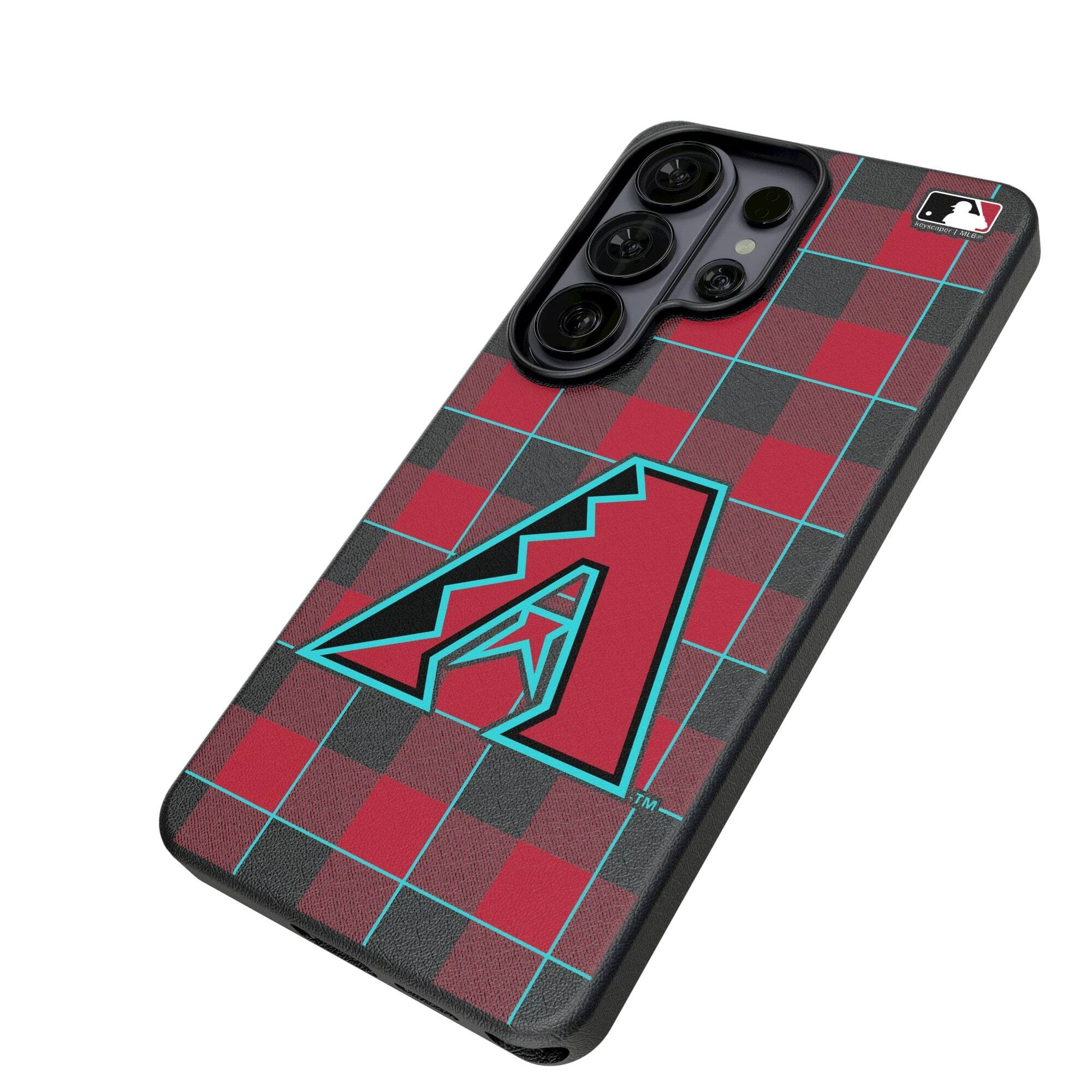 Alt View 1. Keyscaper - Arizona Diamondbacks Plaid Galaxy Magnetic Bump Case - S25 Ultra - Black.