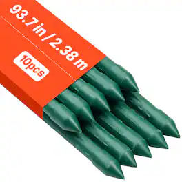 VEVOR - Garden Stakes, 10 Pack, 93.7 inch, Plastic Coated Metal Tomato Stakes, Garden Sticks for Plants Support - Green