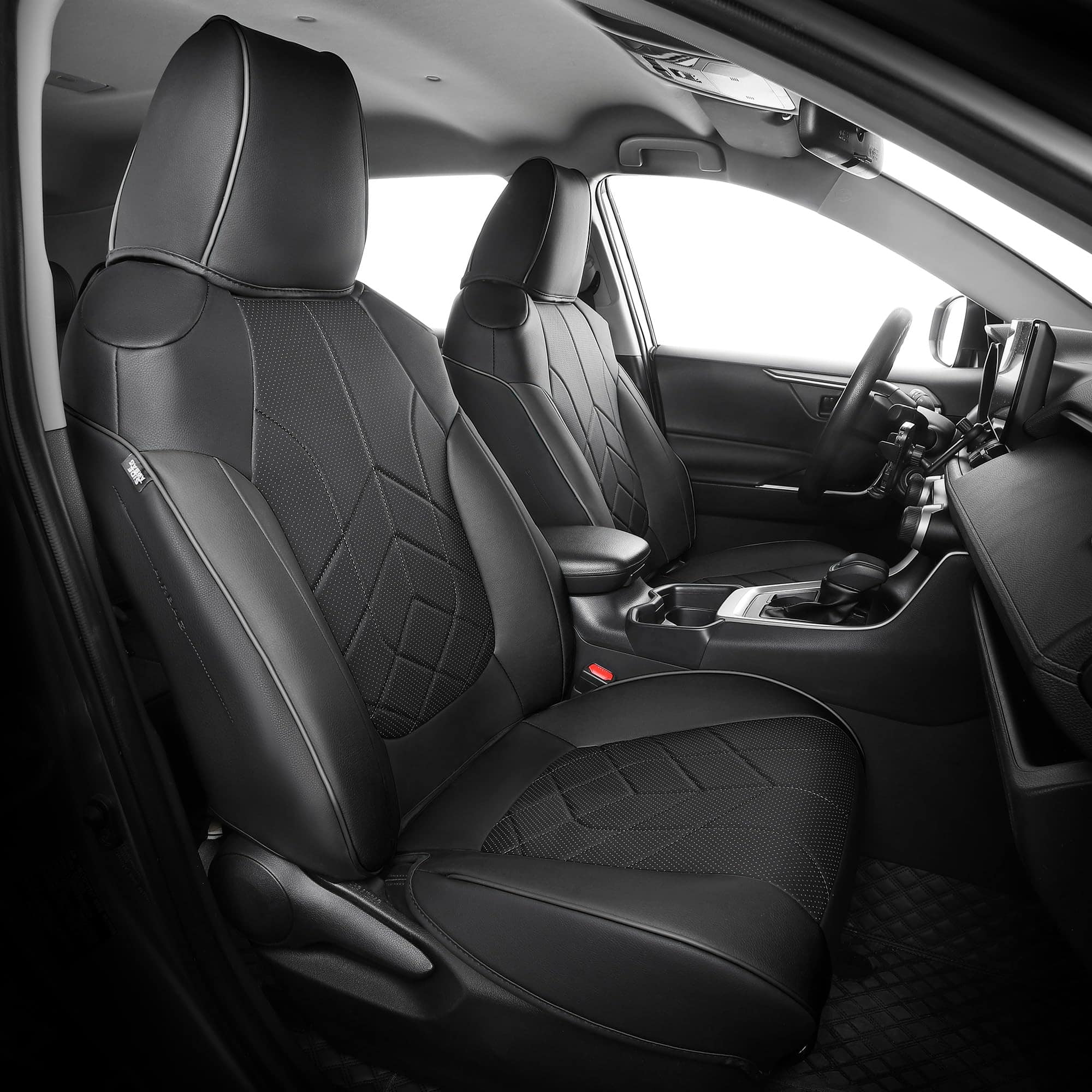 VEGA AUTOMOTIVE - Rav4 Seat Covers Custom Fit For Toyota Xle Se Adventure Faux Leather Car Full Set Easy Install - Diamond Black