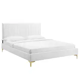 Modway - Peyton Performance Velvet Queen Platform Bed - White