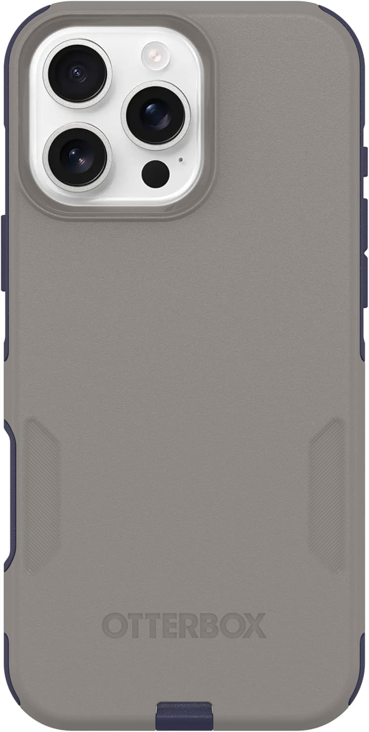 Left. OtterBox - OtterBox - Commuter Series Hard Shell for MagSafe for Apple iPhone 16 Pro Max - Fogbound Blue (Grey & Blue).
