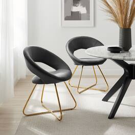 Nouvelle Performance Velvet Dining Chair Set of 2 by Modway - Gold Charcoal