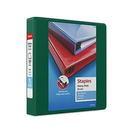 Staples - Heavy Duty 1 1/2" 3-Ring View Binder, D-Ring - Green