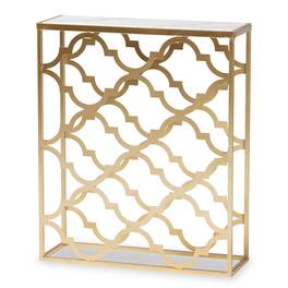 Baxton Studio - Calanthe Modern and Contemporary Finished Metal Console Table with Marble Tabletop - Marble White/Gold