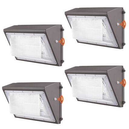 Front. VEVOR - 4PCs LED Wall Pack Lights, 120W 11000LM, 5000K Commercial Outdoor Lights Security Lighting Fixture - Grey.