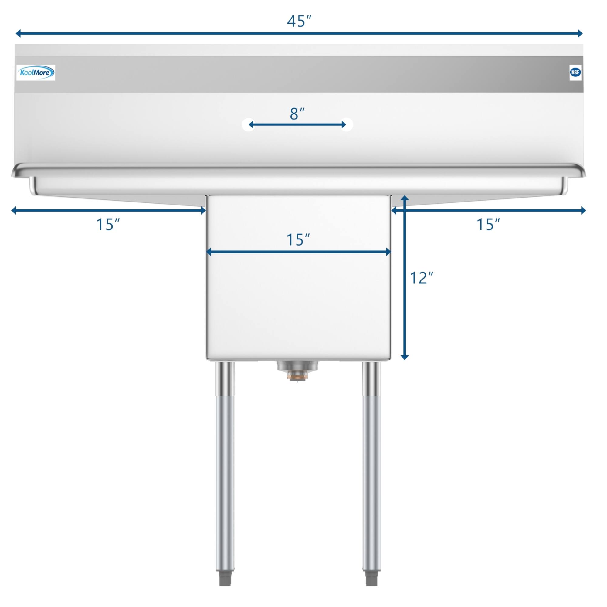 45"  
KoolMore RS  
8"  
15" 15" 15" 12"