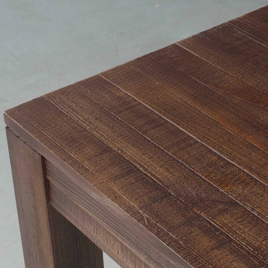 Angle. SlickBlue - Modern Farmhouse Solid Wood Dining Table for Kitchen and Dining Room - Rustic Brown.