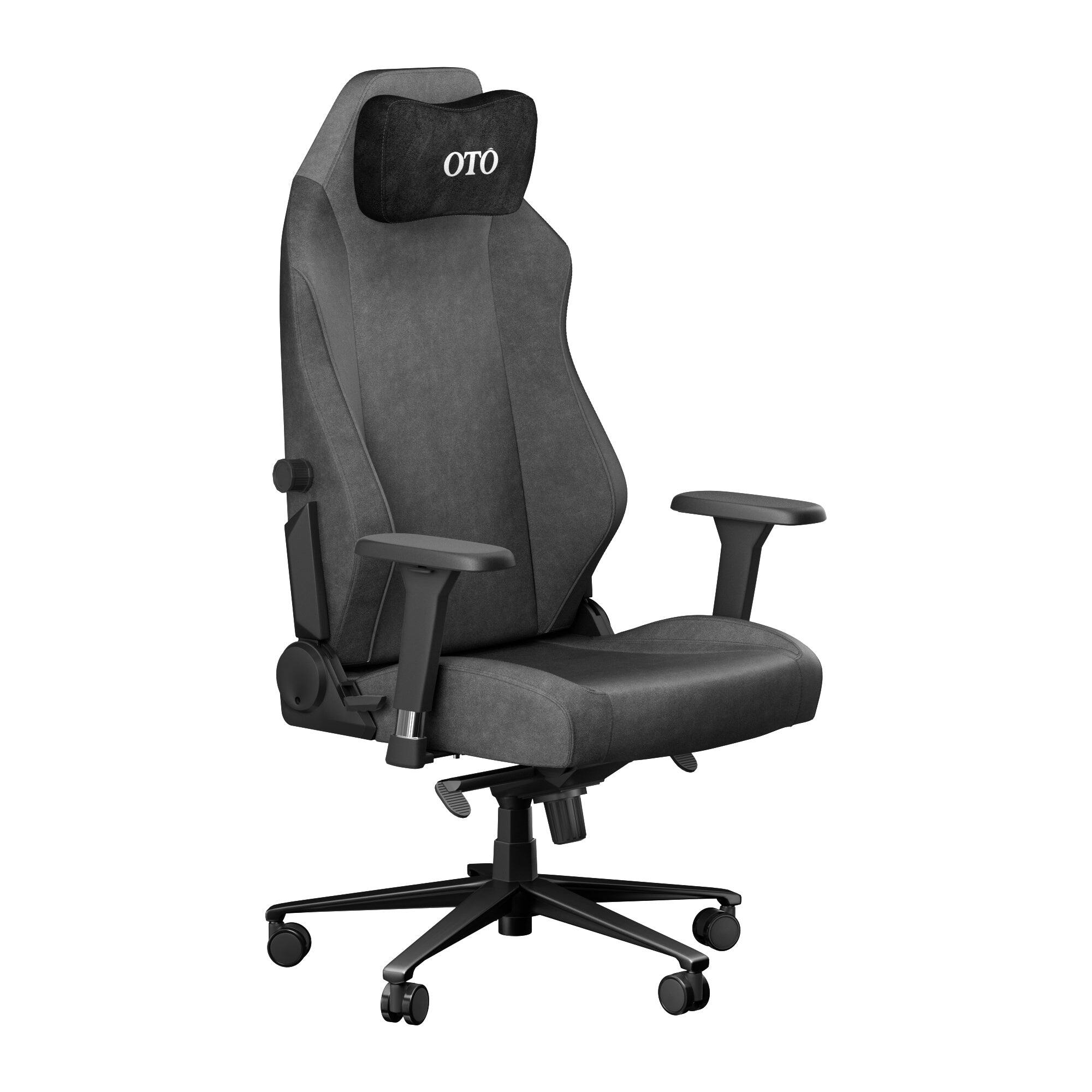 Front. OTO - Ergonomic Gaming Chair, Cat Scratch Proof Fabric, 4D Lumbar & Armrests, 141° Recline, 300 lbs Cap, Silent Casters - Black.