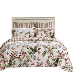 Greenland Home Fashions - Greenland Home Fashion Butterflies Quilt And Pillow Sham Set - 2 - Piece - Twin 68x86" - Multi