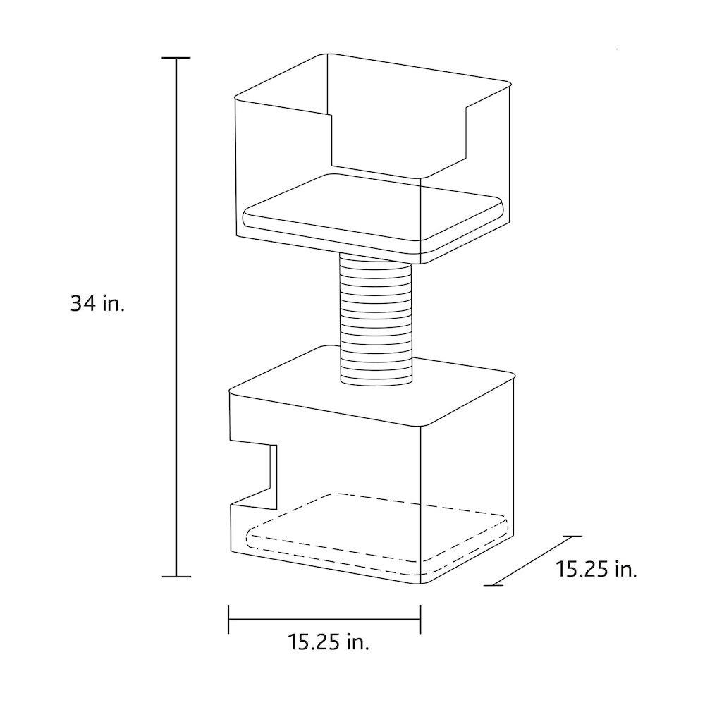 34 in.  
15.25 in.  
15.25 in.