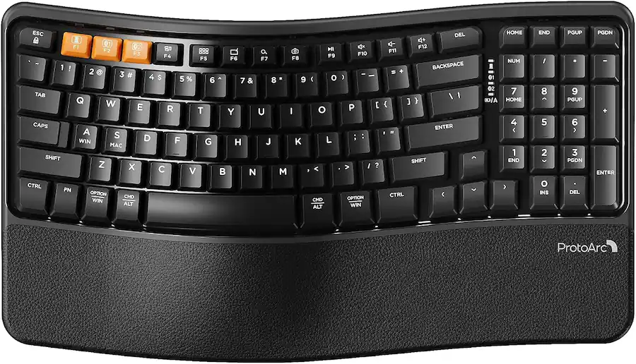 Ernomic Computer Keyboard ProtoArc Ergonomic Wireless Keyboard Bluetooth Keyboard Black - Best Buy