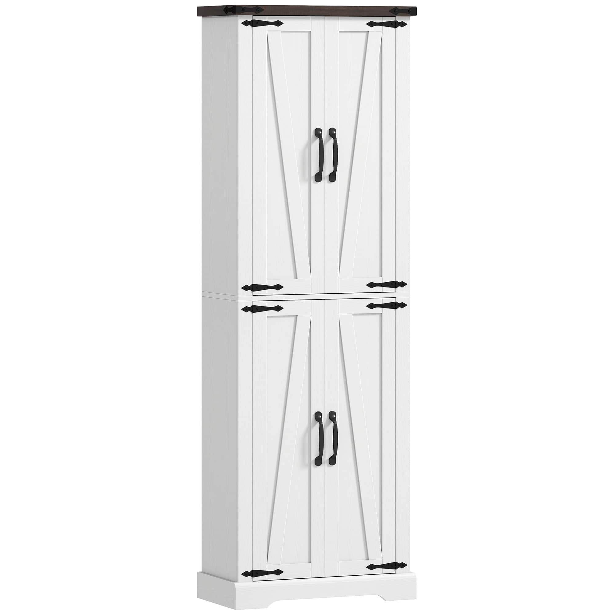 Homcom - Tall Pantry Cabinet - White Wood Grain