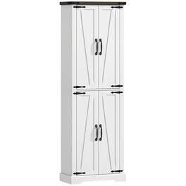 Homcom - Tall Pantry Cabinet - White Wood Grain