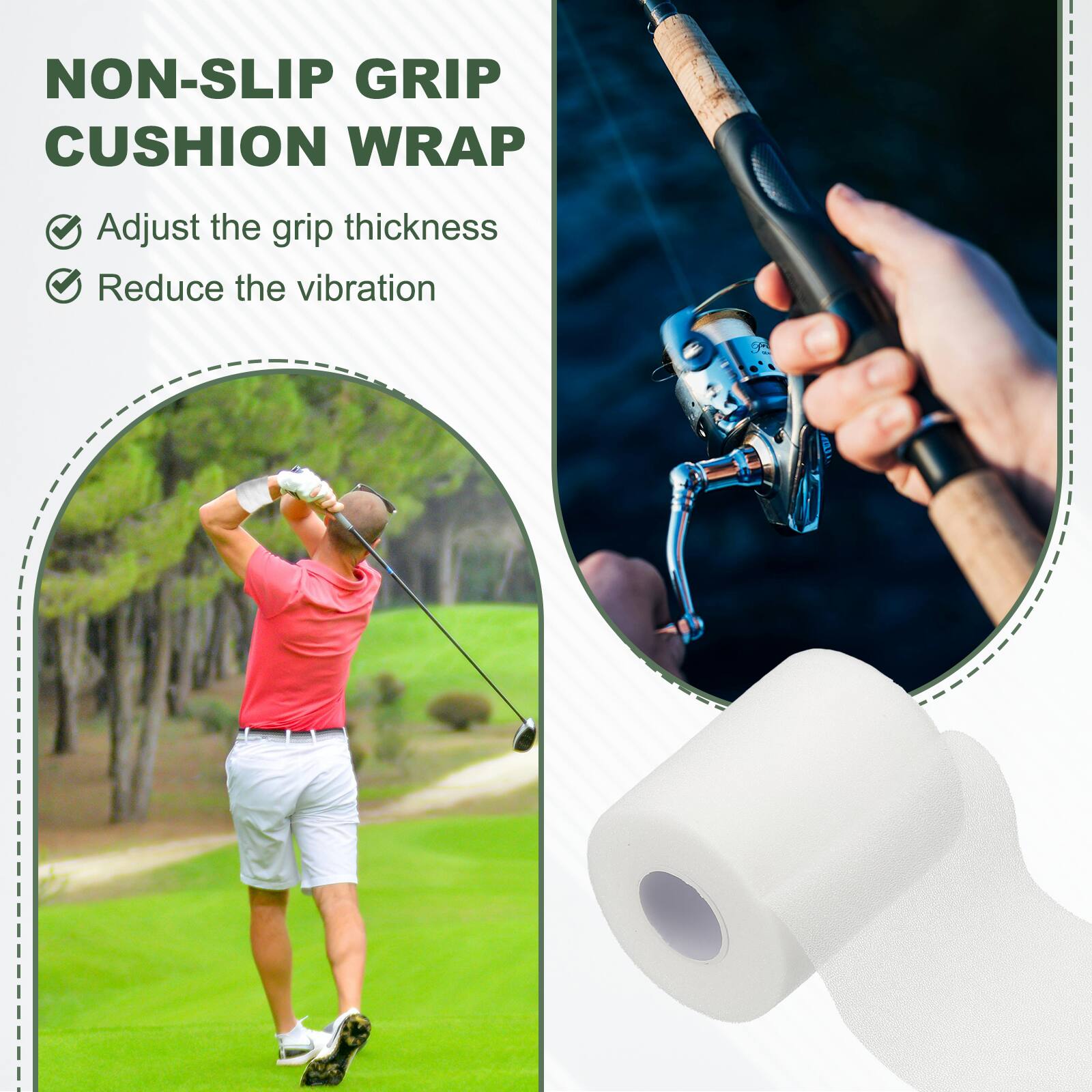 NON-SLIP GRIP CUSHION WRAP

- Adjust the grip thickness
- Reduce the vibration