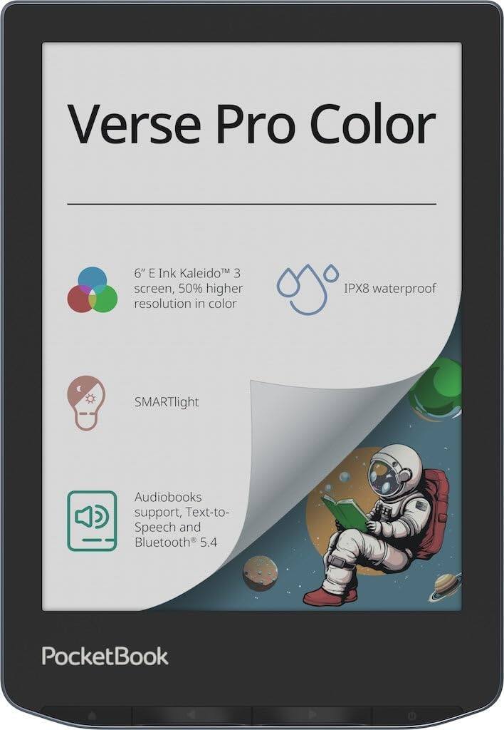 PocketBook - Verse Pro Color | 6" e-Reader | Color Screen | Text-to-Speech & Bluetooth | Audio | SMARTlight | Waterproof - 2025 - Stormy Sea