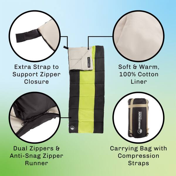 Extra Strap to Support Zipper Closure, Soft & Warm, 100% Cotton Liner, Dual Zippers & Anti-Snag Zipper Runner, Carrying Bag with Compression Straps