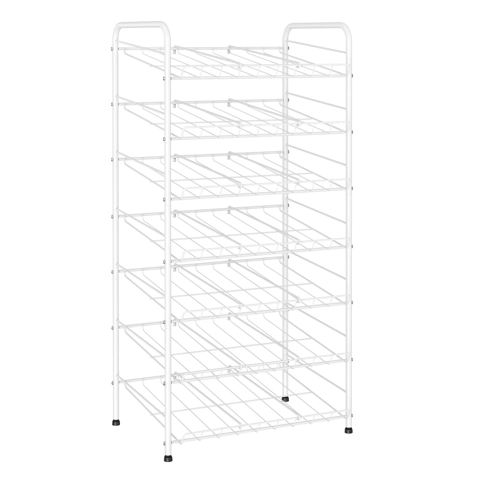Front. Oumilen - 7-Tier White Metal Can Storage Rack, Freestanding Rolling-Free Pantry Can Organizer for Canned Food & Soda Drinks - White.