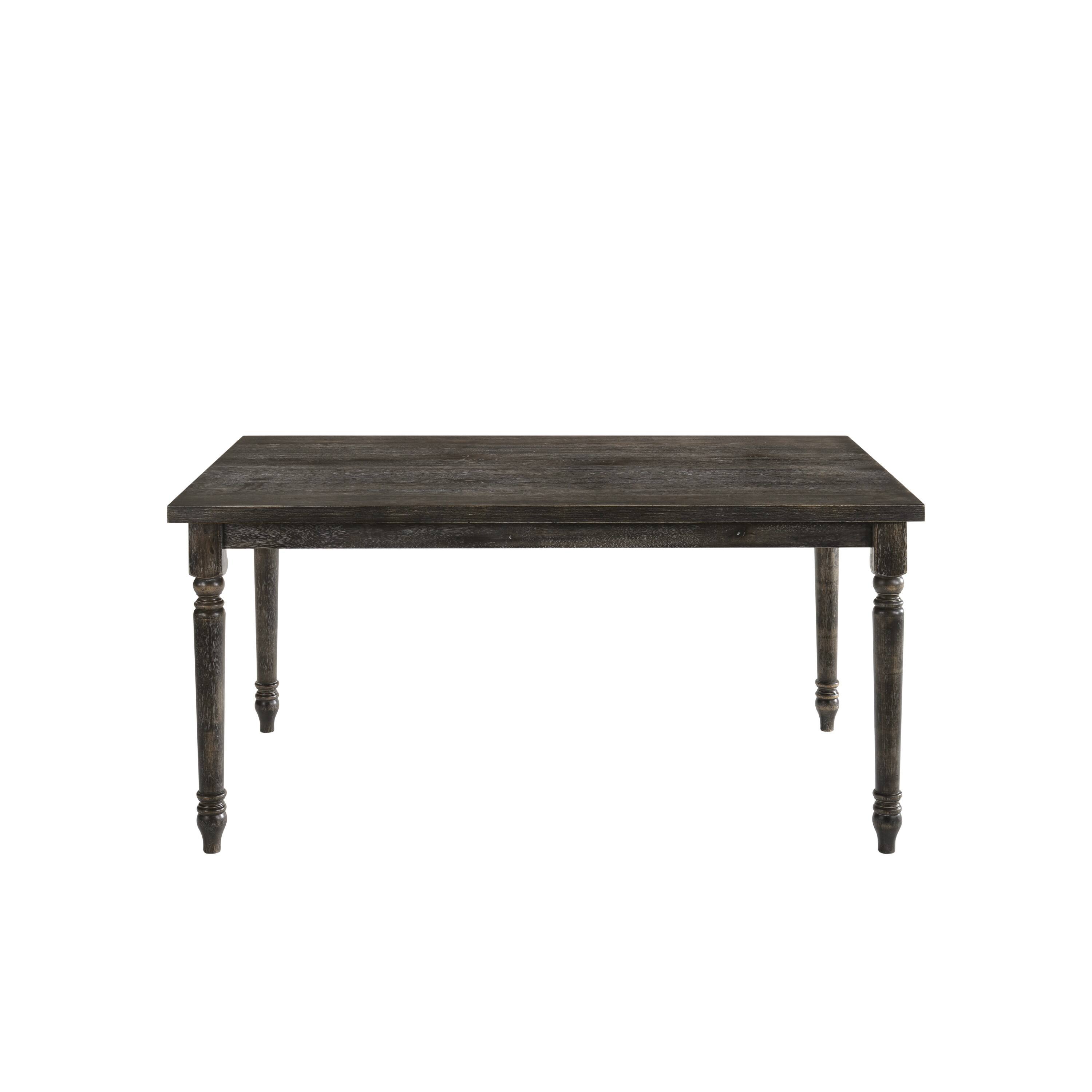 Left. Manhattan Lane - Rustic Style Wooden Dining Table with Rectangular Top and Turned Legs - Gray.