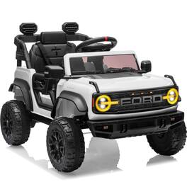 FIRST RIDE ON - 12V Electric Ride on Toys for Toddler, Ford Bronco Raptor Kids Ride on Car with Remote Control, Smooth Start, Bluetooth - White