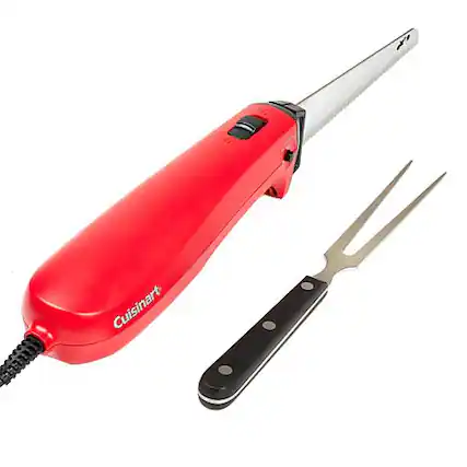 Front. Cuisinart - AC Electric Knife Set with Bamboo Cutting Board CEK-41RD - Red.