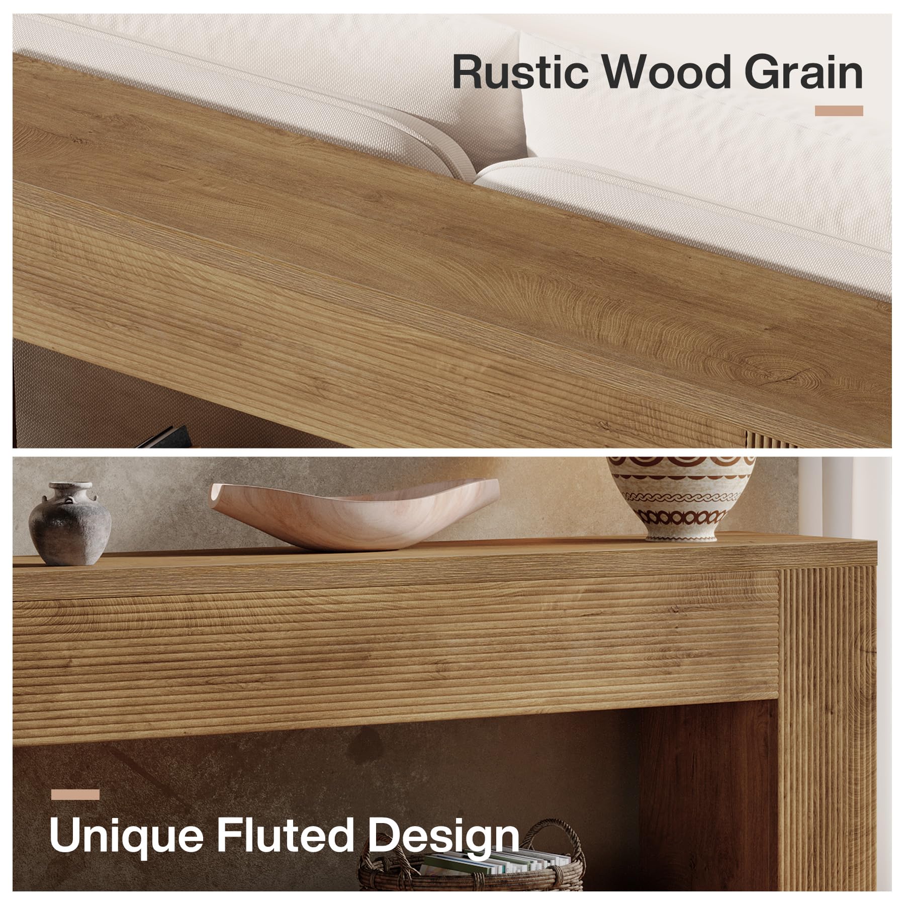 Rustic Wood Grain  
Unique Fluted Design