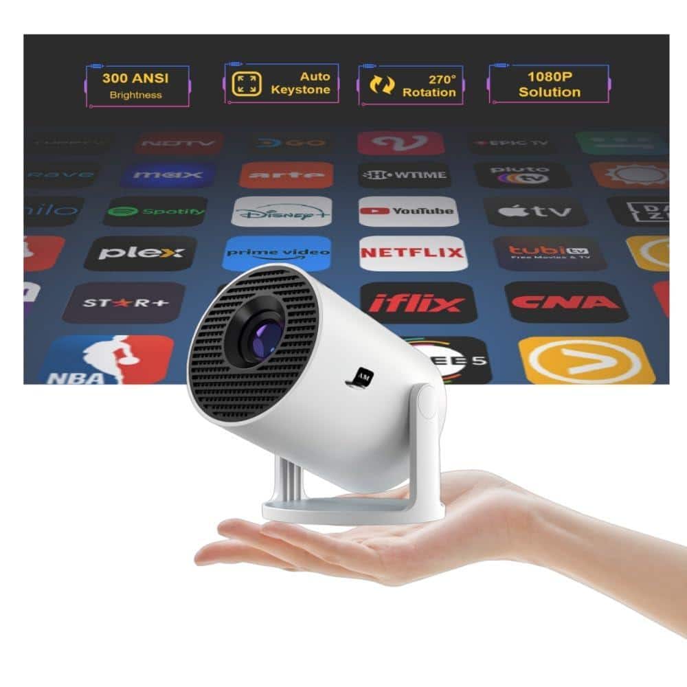 The Best Inks - Mini Projector With Wifi And Home Movie For Bedroom Full Hd 1080p Auto Keystone Correction 35"-130" Screen Compatible - Default