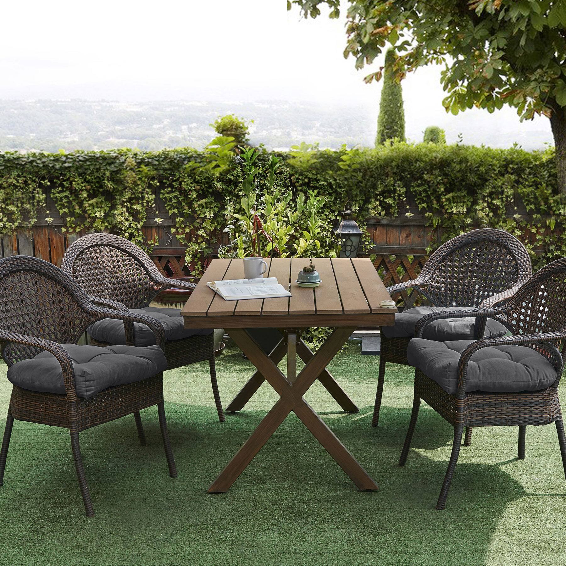 Alt View 1. Sweet Home Collection - Patio Cushions Indoor/Outdoor Chair Pads Tufted 19" x 19", 12-Pack - Charcoal.