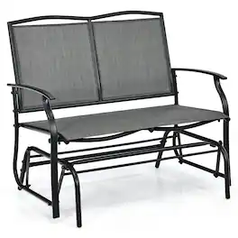 Costway - Patio Glider Rocking Bench Double 2 Person Chair Loveseat Garden - Gray