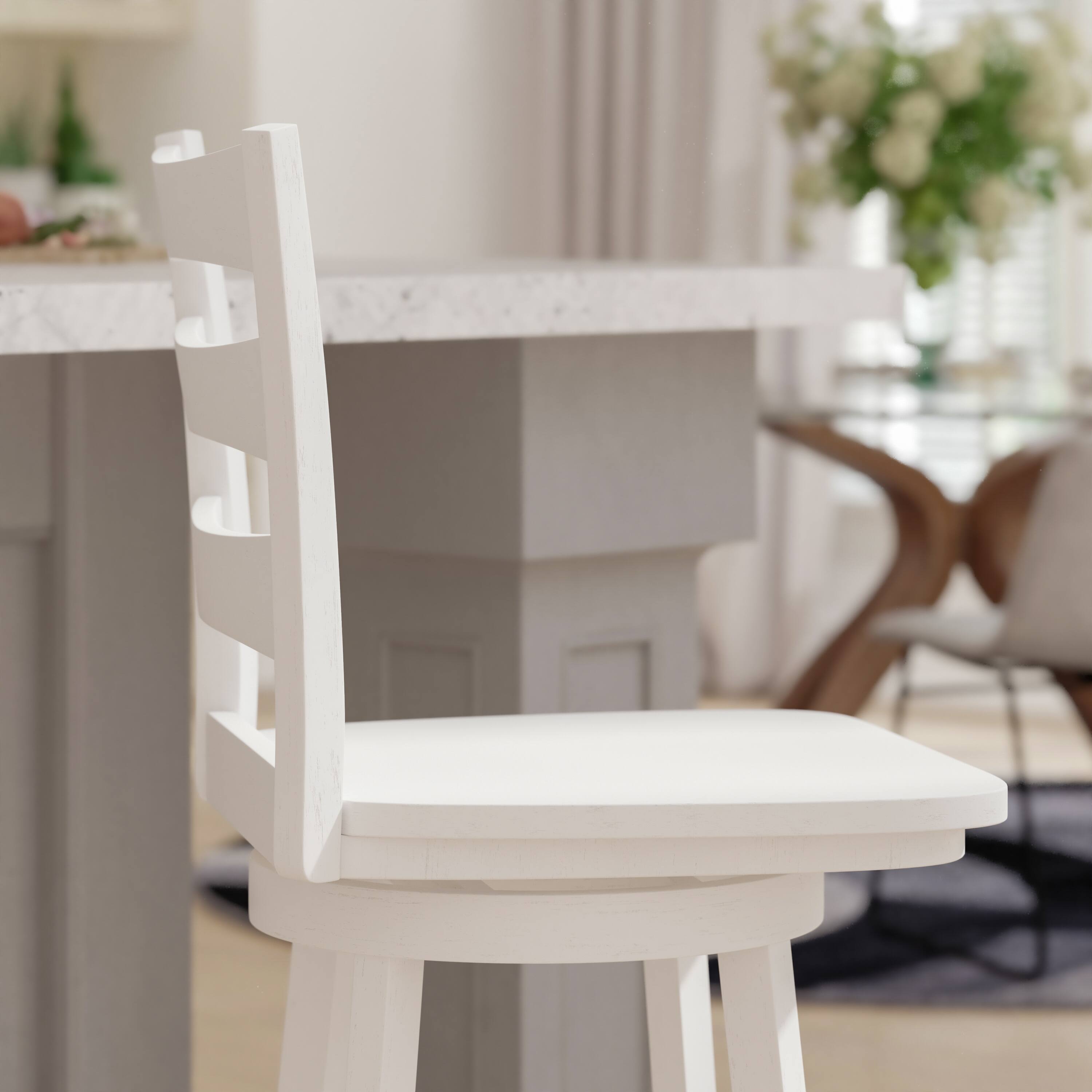 Alt View 4. Emma + Oliver - Vanya Classic Ladderback Counter Height Dining Stool with Wood Seat - White Wash.