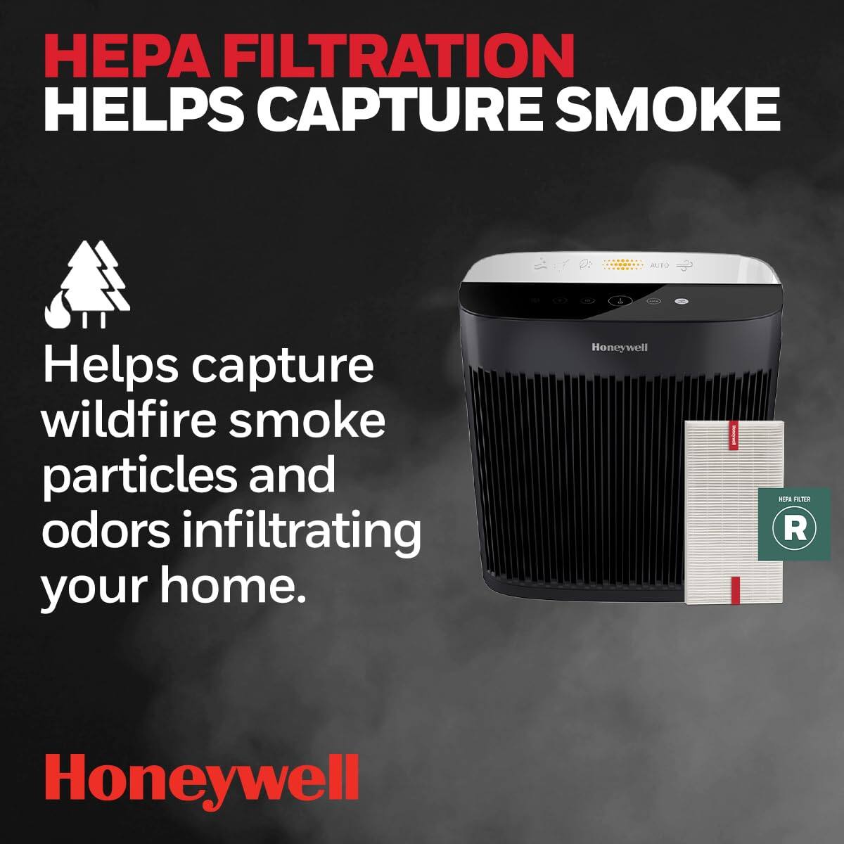 HEPA FILTRATION HELPS CAPTURE SMOKE

Helps capture wildfire smoke particles and odors infiltrating your home.

Honeywell